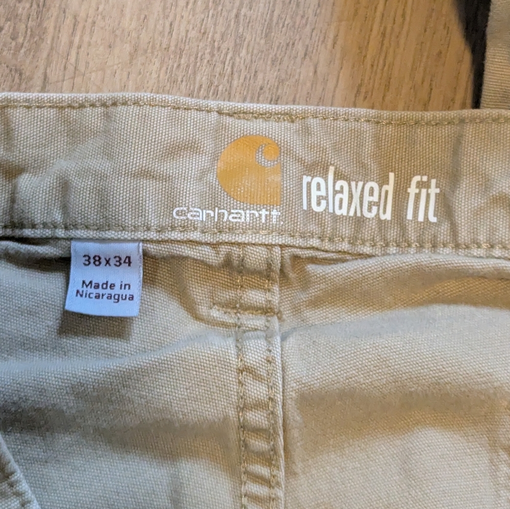 Men's Carhartt Work Pants 38 x 34 Paint Tan, Semi Distressed - Picture 7 of 7